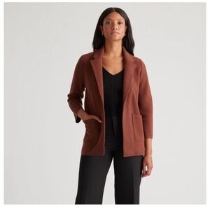 quince organic cotton knit blazer cappuccino Brown Size Small